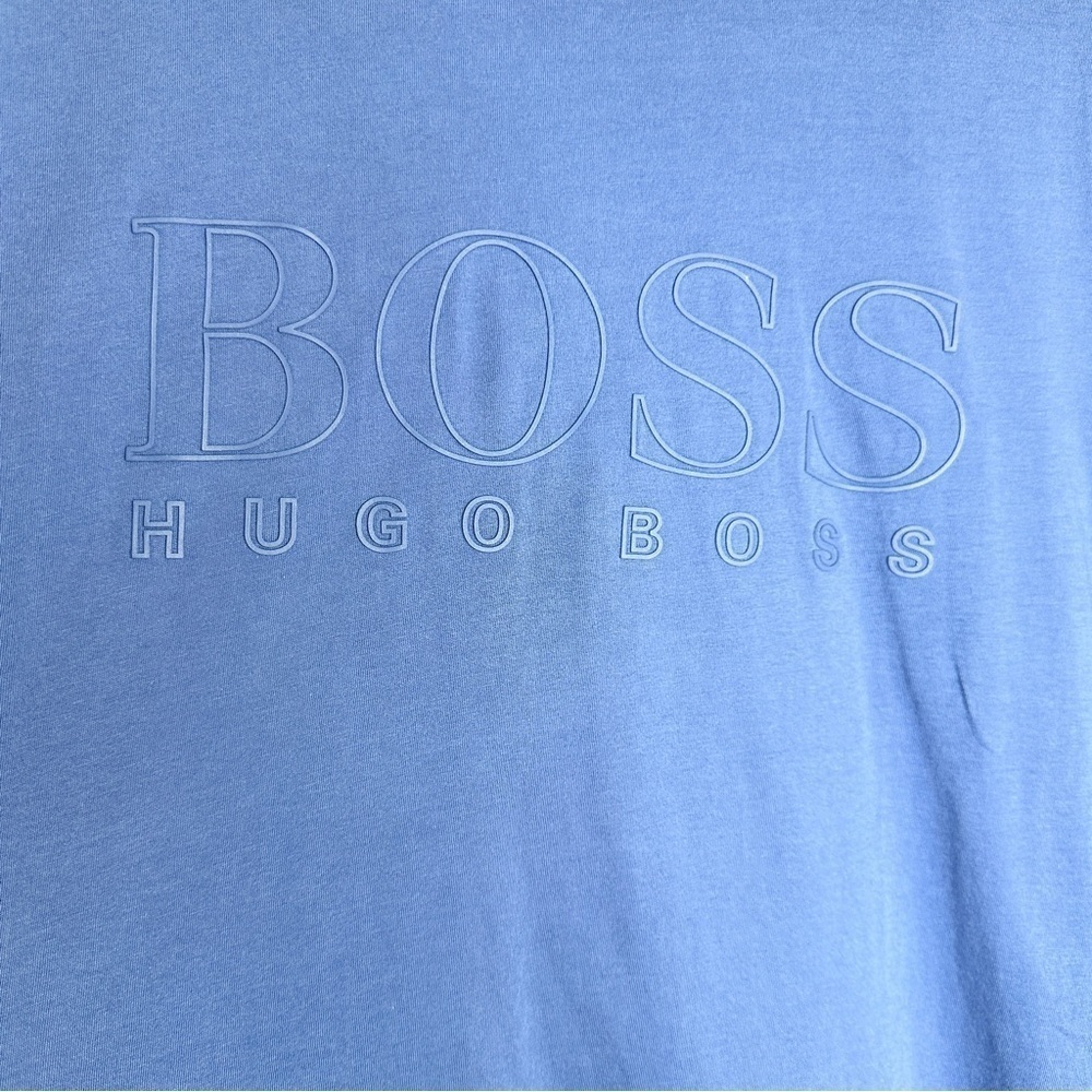 Boss Hugo Boss Blue Embossed Logo Lightweight Short Sleeve T Shirt Women Medium - Picture 2 of 12